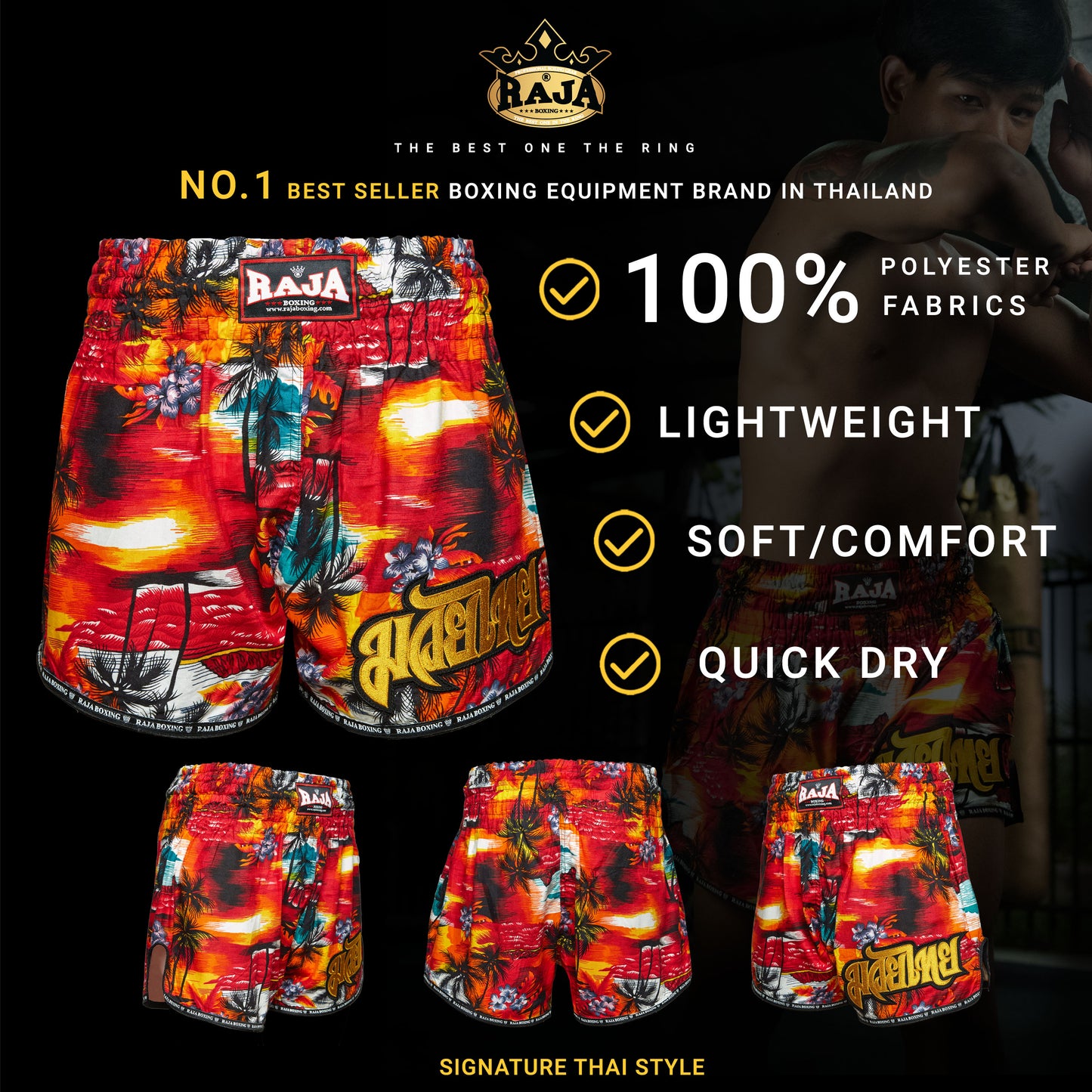 RAJA Muay Thai Shorts Tropical Sunset